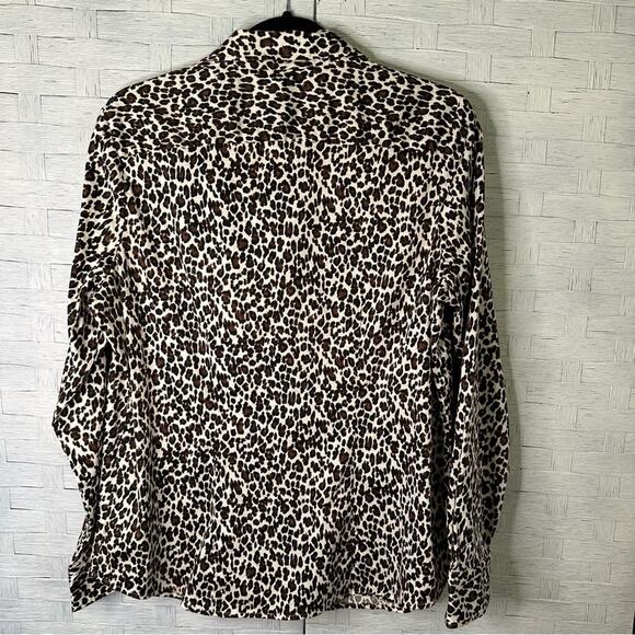 Talbots leopard print button down long sleeve blouse mobwife career plus size - Picture 2 of 10